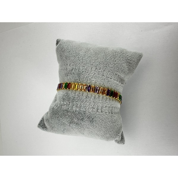 Gold Kasalı Renkli Taşlı Su Yolu Bileklik